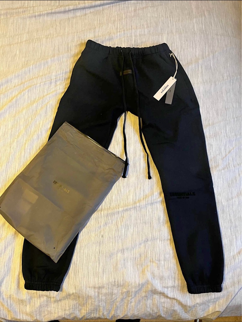 Essentials Black Drawstring Jogger Pants